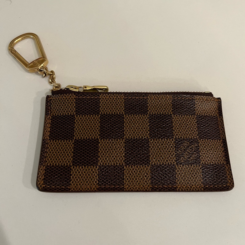 🦄 RARE Louis Vuitton Centenaire DAMIER EBENE Card Holder Keychain KEY CLES